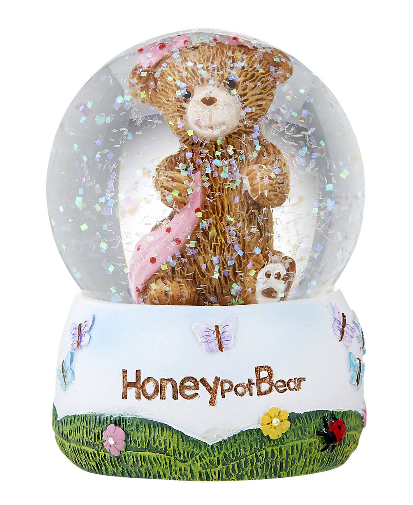 Honey Pot Bear Snow Globe Sentiments Flowers