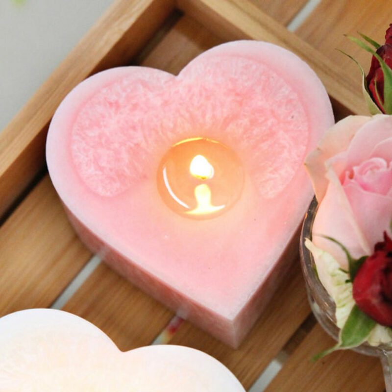 Living Light Peony Rose Heart Candle